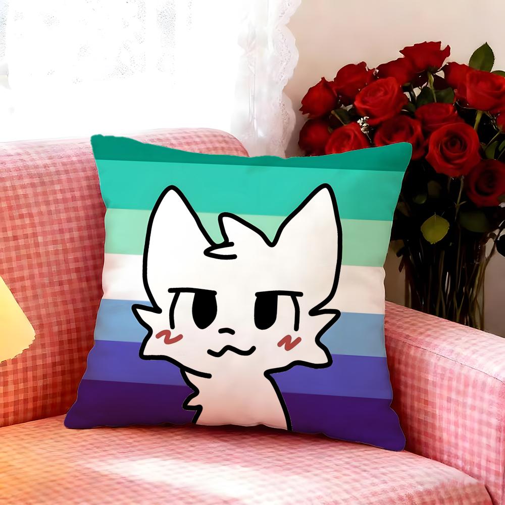 Cute Character SSilly Cat Cushion Cover Premium Soft Pillowcase SkinFriendly Breathable MultiPurpose for Home Office Travel