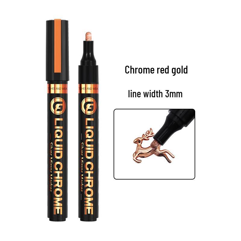 Wide Collection 843 Chrome Reflective Pen: Silver Plated Marker for DIY & Gundam Models.