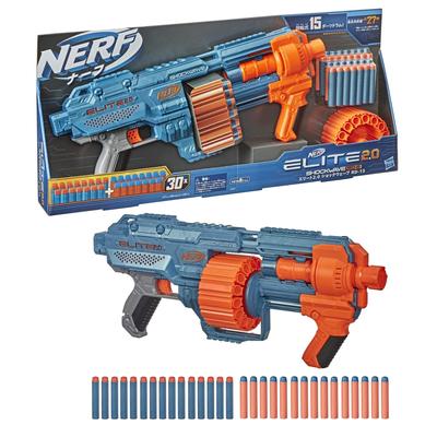 Hasbro Nerf Elite Shockwave Manual Blaster Continuous Fire For Ages 8 and Up Includes 30 Official Elite Darts Equipped with a Rotating Drum That Can