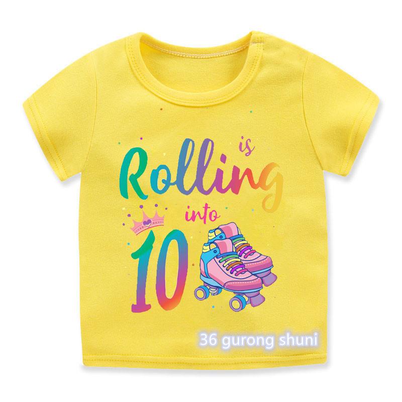 Newly Boys T Shirt Funny Skates Graphic Print 6th Birthday Gift Costume Fashion Hip Hop Girls TShirt Boys Girls Universal Tops
