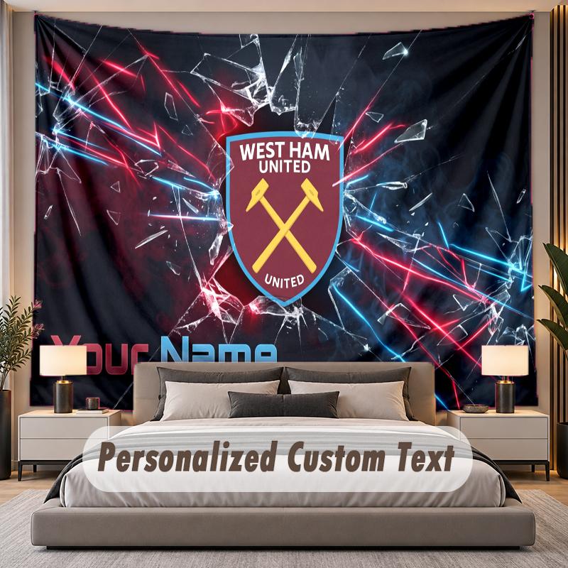 Benutzerdefinierter Name Text Wandteppich West Ham United Fußball Personalisiert Polyester Wandteppich Für Schlafzimmer Und Zimmer