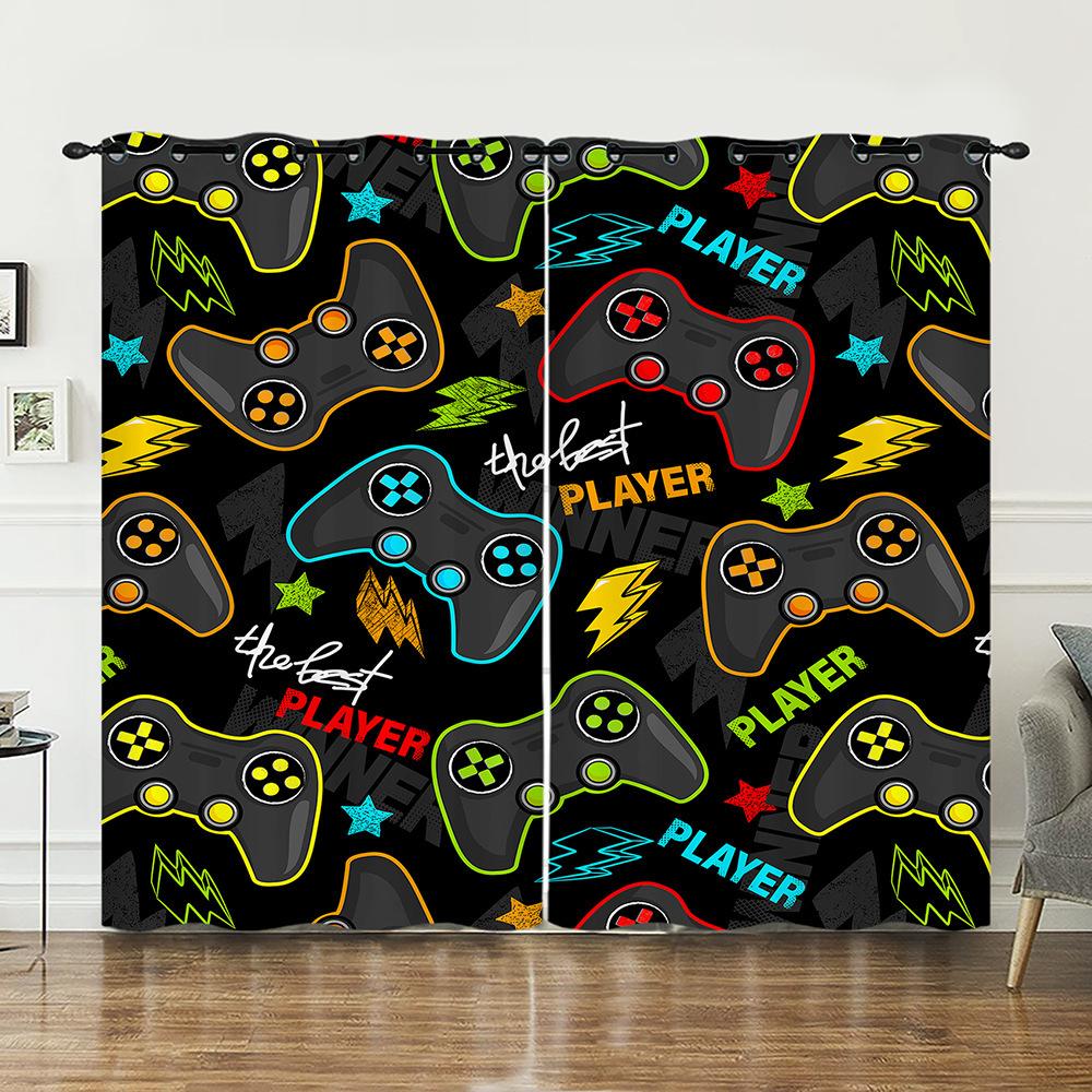 Curtain Gamepad Game Console Sunshade Digital Printing Curtain Blackout No Punching