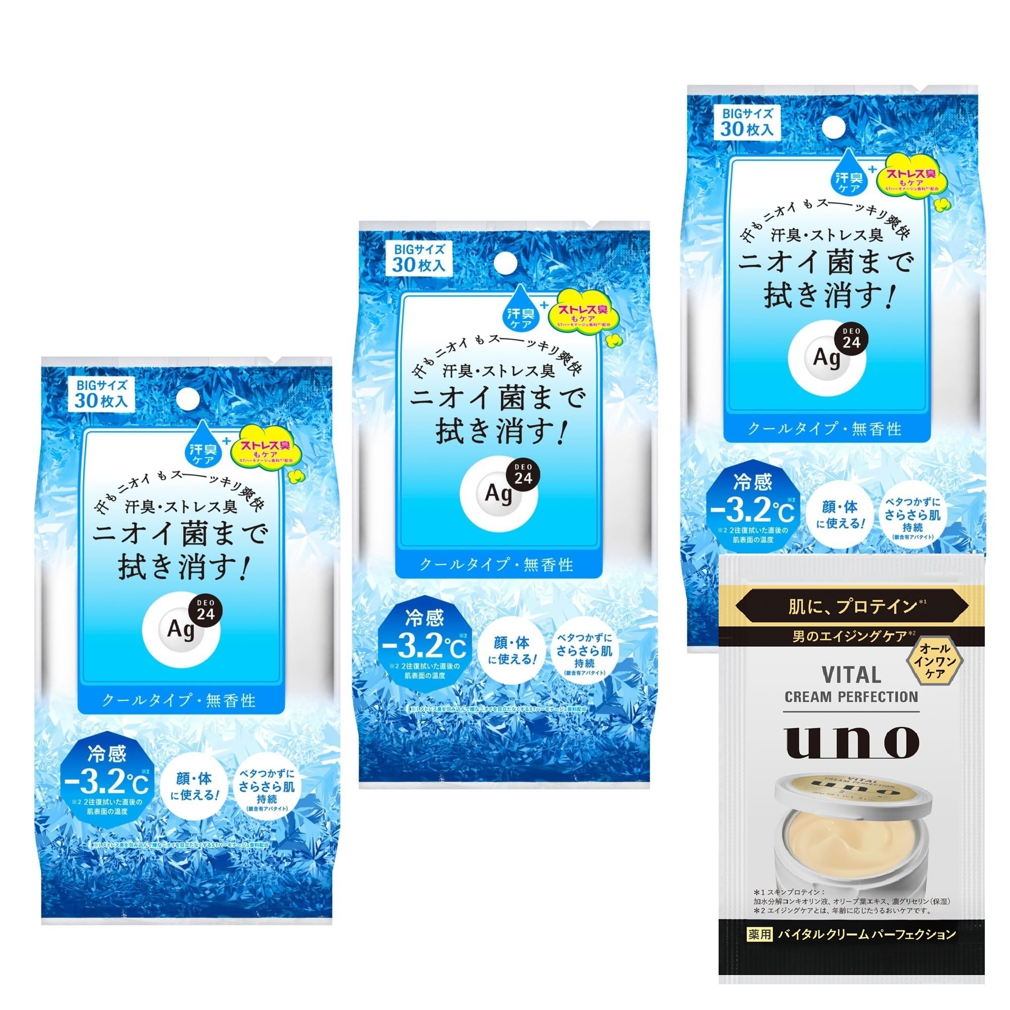 

AG Deo 24 Clear Shower Sheet n 30 Sheets x 3 Packs Bonus Cooling Body Sheets for Men and [Bulk Purchase] (Cool) + Item. Odor, Sweat, Body, Face,