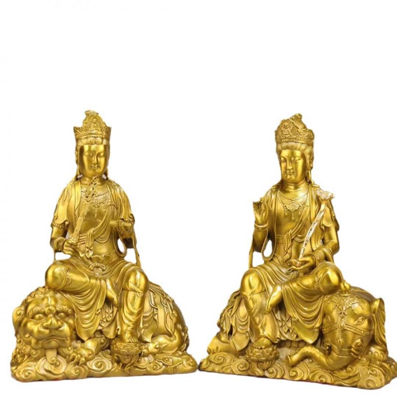 Manjushri Brass Home Decor Large Samantabhadra Mahavairocana Three Saints Buddha Statue Ornament