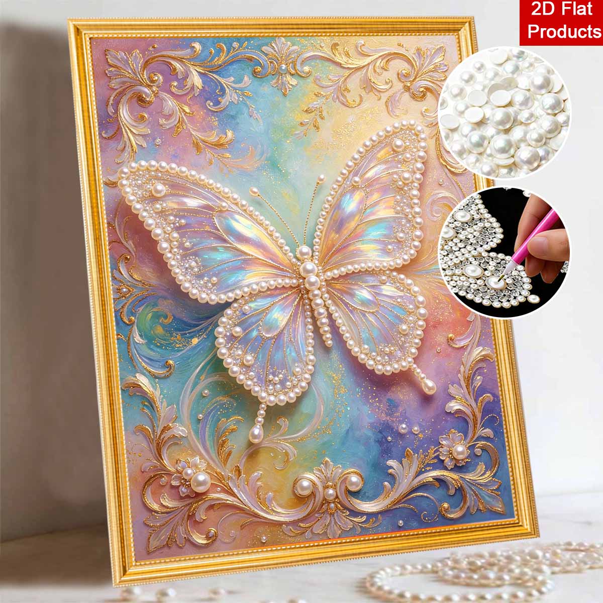 5D Pearl Painting Handmade DIY Elegant Butterfly Home Office Desktop Decoration Painting 30x40