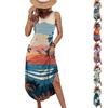 Women Sleeveless Casual Loose Fit Long Dress Hawaiian Print Side Slit Summer Beachwear Maxi Dress Comfortable Lightweight