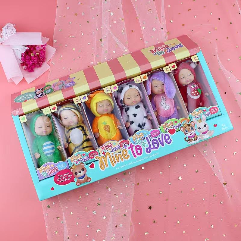 11cm Mini Sleep Baby Doll Fashion Simulation Rebirth Dolls Mini Cute Doll Cartoon Animal Kids Toy for Children Birthday Gift