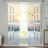 For Living Room Bedroom Space Decoration Chiffon Translucent Voile Kitchen Area Window Opening Drape Drapes - Sunrise Snow Footprints Tulle Curtains