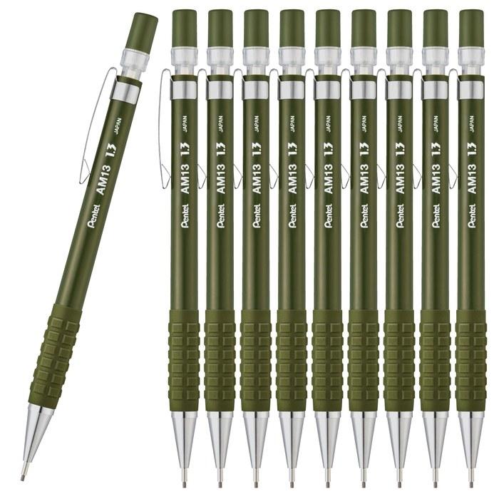 Pentel AMAIN Sharp Pencil 1.3mm Moss Green 10-pack AM13-D(10)