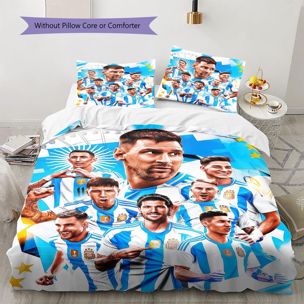 Argentina National Football Team Pattern Bedding,Quilt Set Quilt Cover Pillowcase Home Birthday Gift(1 * duvet cover + 2 * pillowcase, without core)