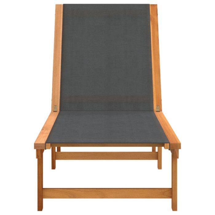 VidaXL Lot de 2 Chaises Longues, Bain de Soleil, Transat de Terrasse, Siège de Jardin Patio Balcon Extérieur, Noir Bois 3279247