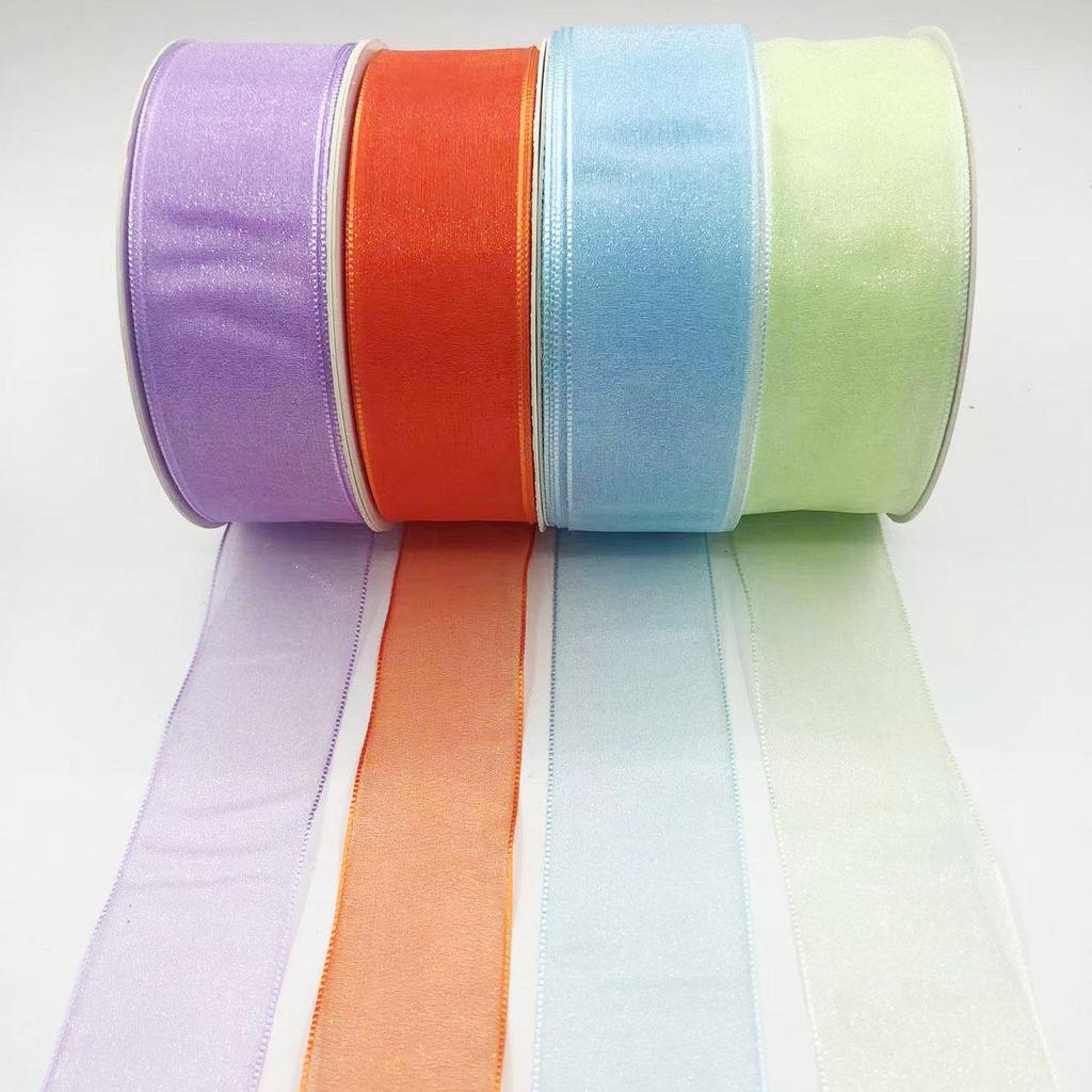 Rainbow Pearl Yarn Ribbon for DIY Projects – 4cm Headwear, Bouquet, and Fresh Flower Packaging Bow Streamer