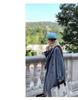 Petite Women's Korean-Style Fleece-Lined Gray Wool Coat for Fall/Winter
