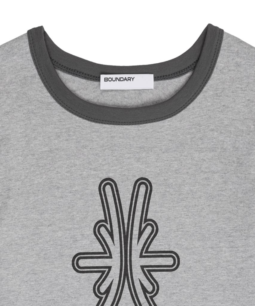 BOUNDARY Decalcomania Slim Fit Ringer T-Shirt [Gray]