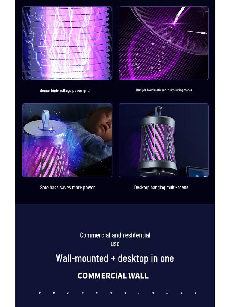 USB Rechargeable Electric Mosquito Trap Lamp - Safe for Indoor Use, Pregnant Women, and Children.