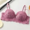 Women's Sexy French Lace Half-cup Bra Thin Top Removable Shoulder Strap Underwire Push-up Bra
