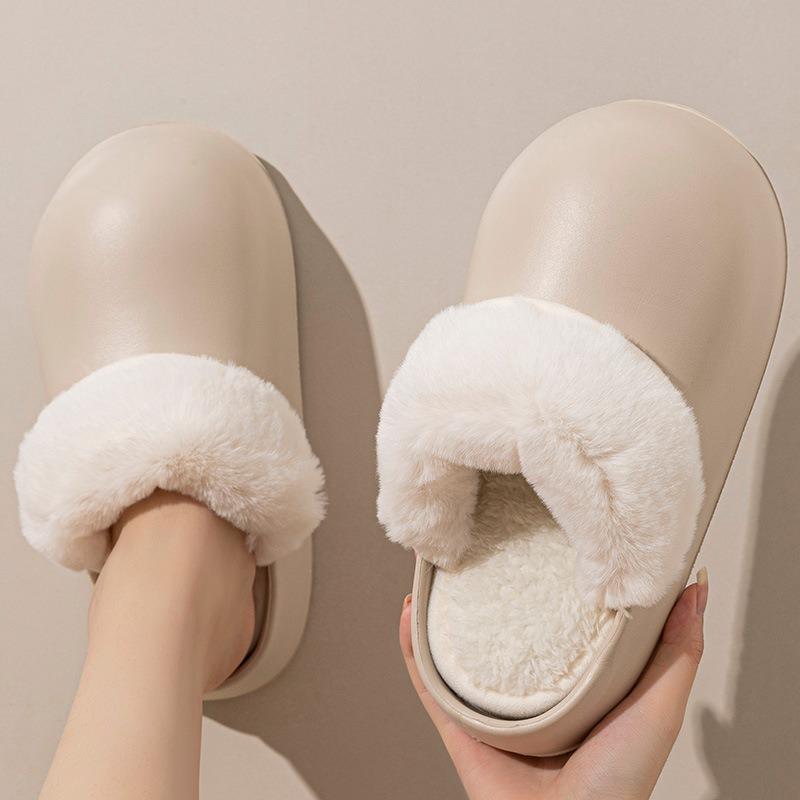 Waterproof Cotton Slippers Women's Autumn and Winter Indoor Home New Thick-bottomed Non-slip Men's Cotton Slippers Outer Wear