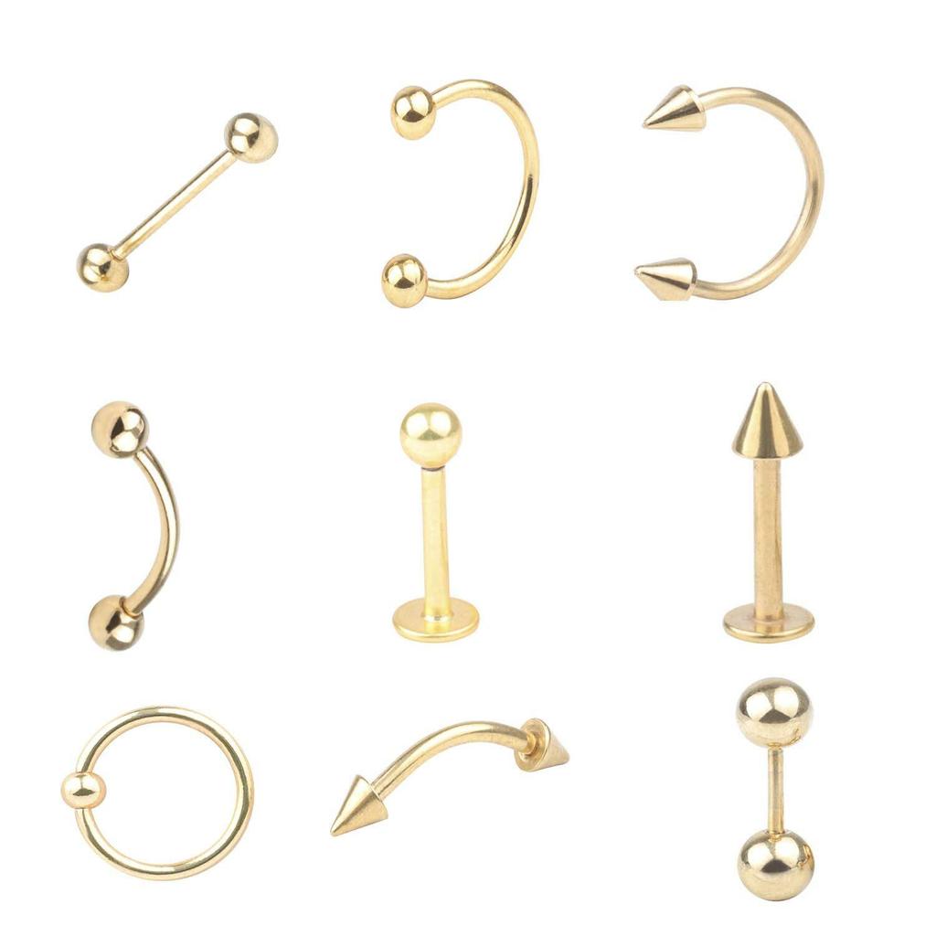 9 Piercing Mixed Sets Stainless Steel Tongue Nail Lip Nail Navel Ring Eyebrow Nail Breast Ring