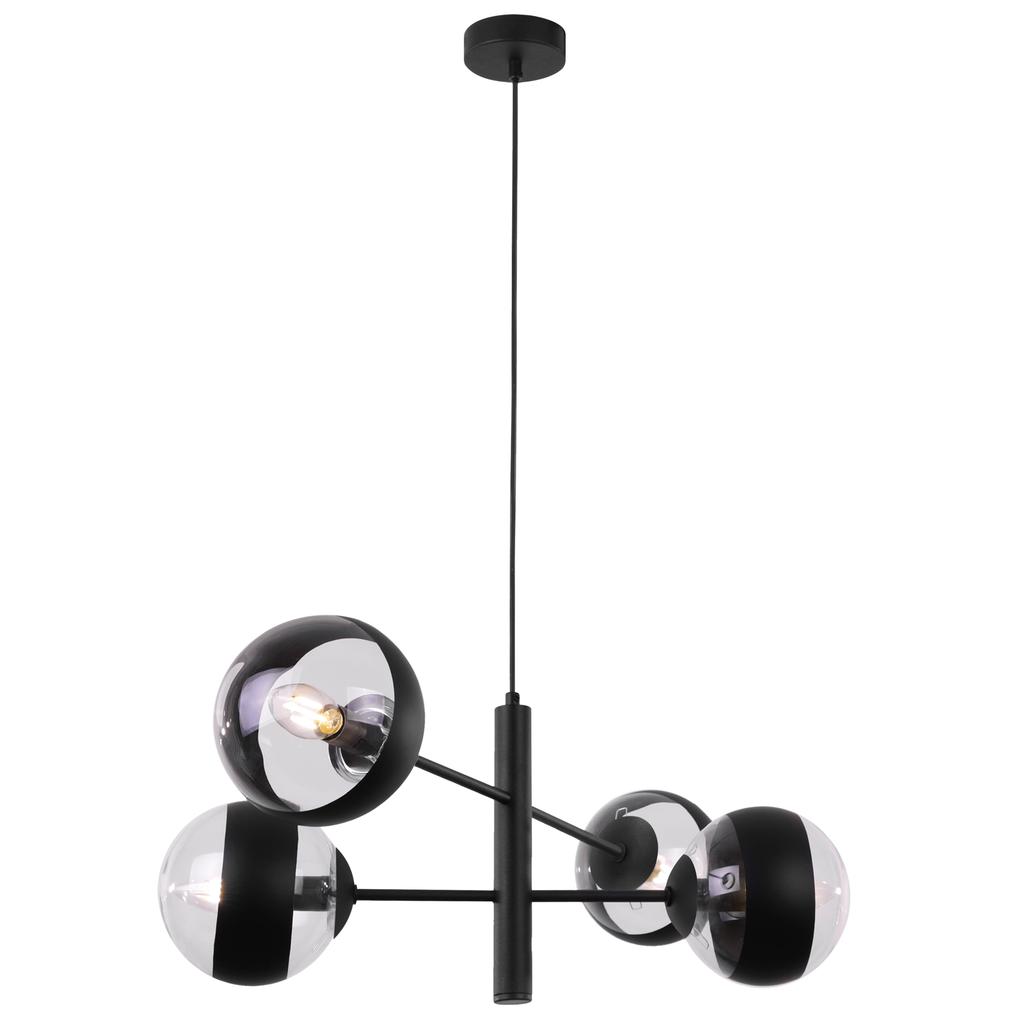 Toledo Black Hanging Lamp 4-Flat Black Lampshade E14