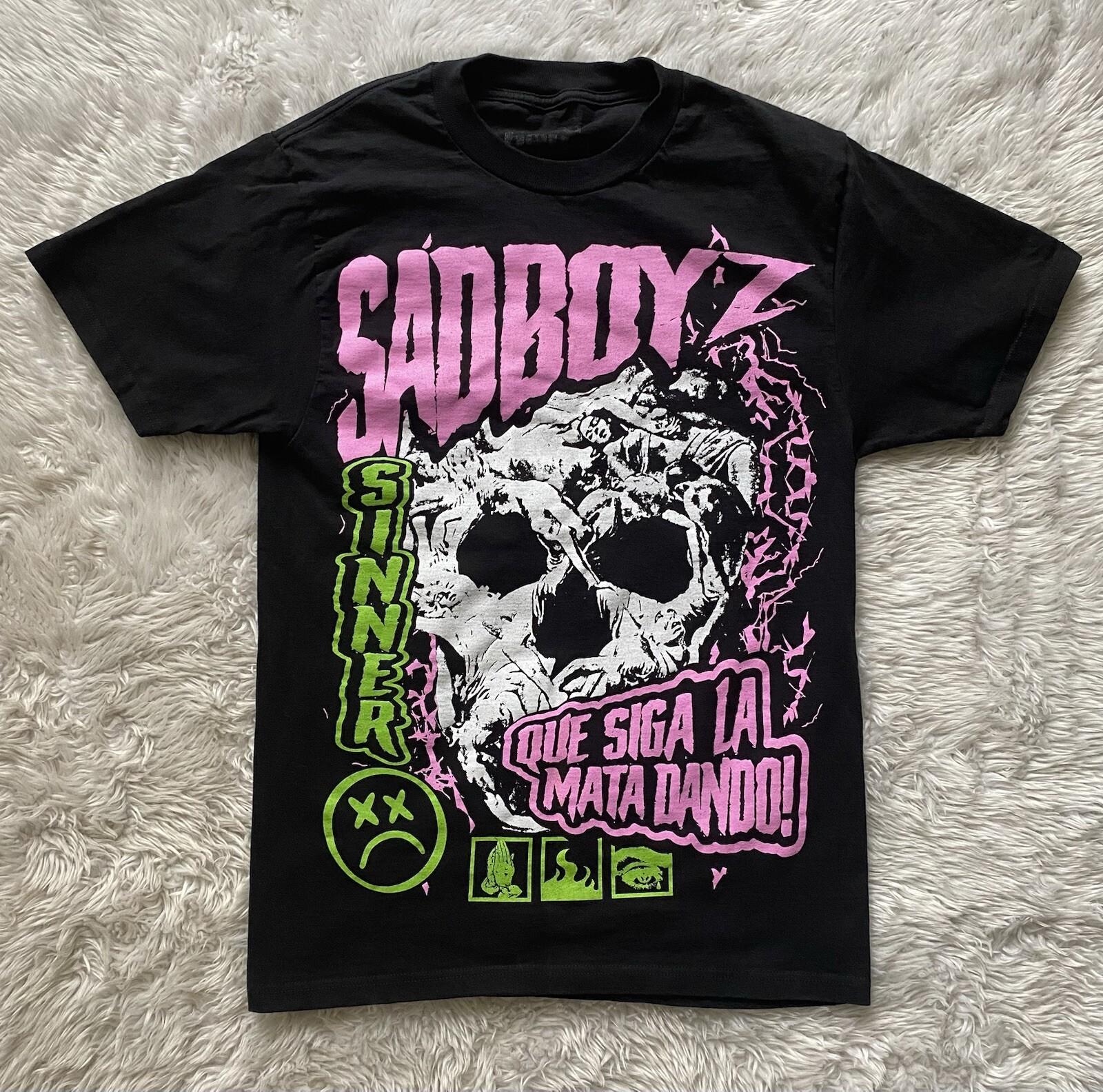 Sad Boys Shirt Mens Small Double Sided AOP Graphic Tee Boyz Emo Rap Grunge S