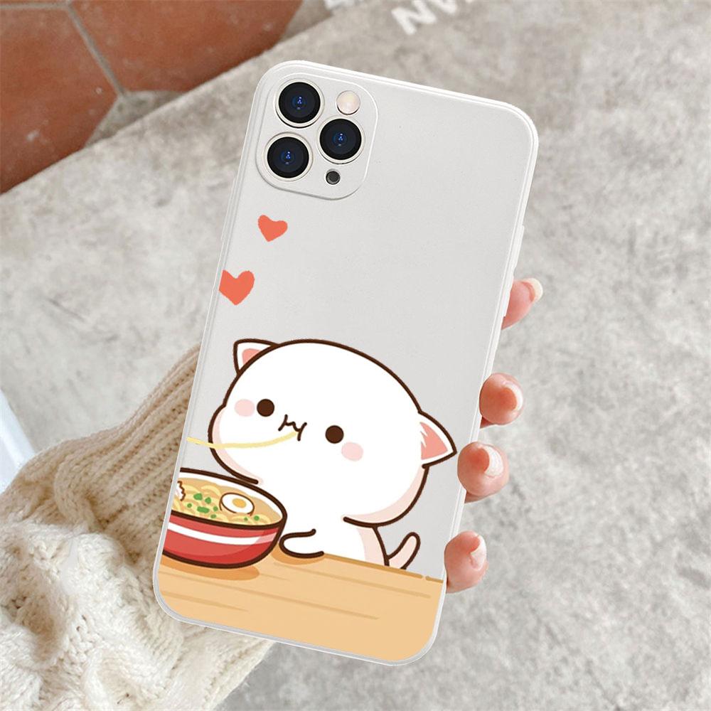 Cartoon Animal Cat Couple Paired Phone Case for IPhone 15 14 13 12 11 Pro Max Mini XS X XR SE2 7 8Plus Lovers Cover Matte Fundas