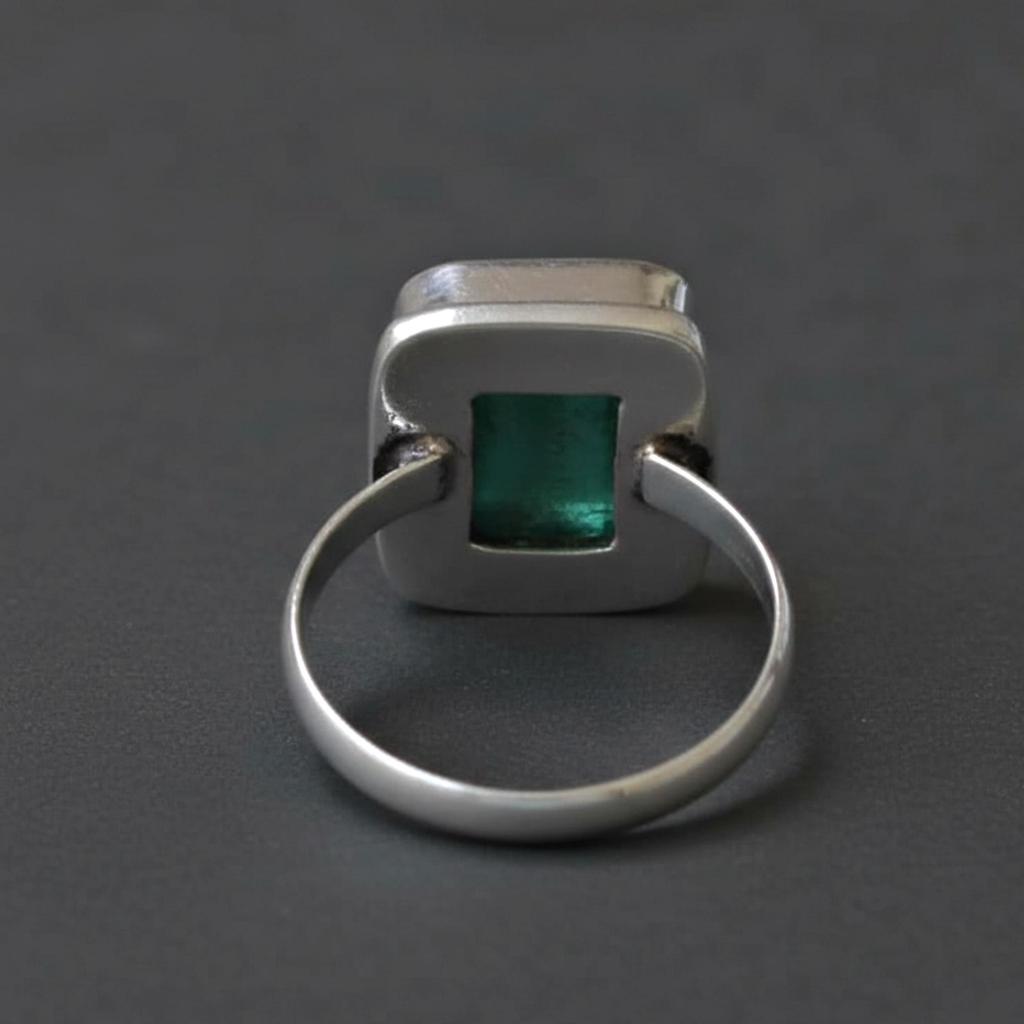 Szmaragdowy Pierścionek Statement, Biżuteria ze Srebra Próby 925, Minimalistyczny Pierścionek z Kamieniem Szlachetnym w Stylu Boho, Ręcznie Robiony Pierścionek Zaręczynowy