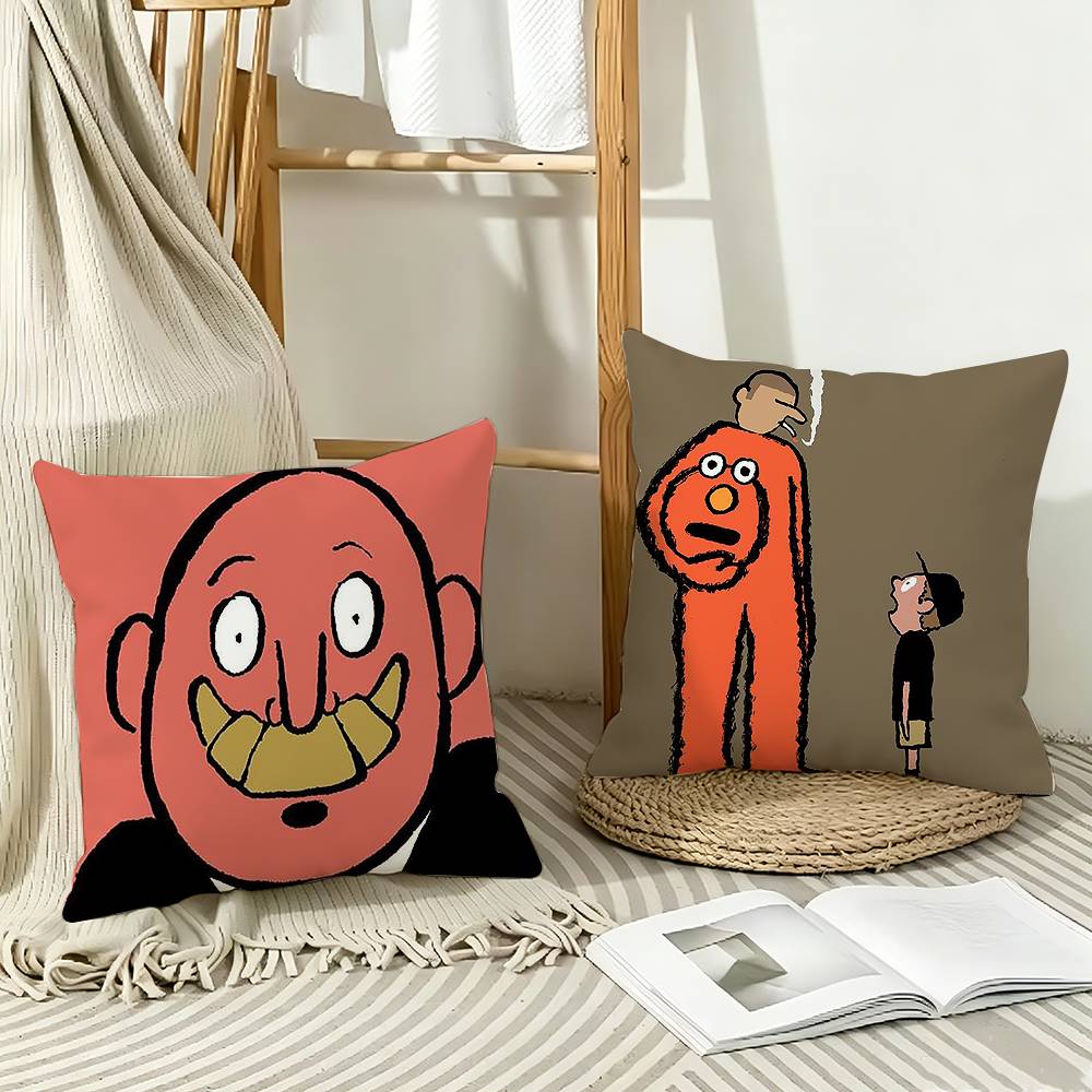 Flat Color Wall Art Jean JJullien MMinimalist Pillow Case Pattern Printed Pillowcase For Living Room Sofa Cushion Cover