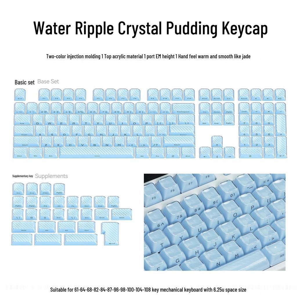 XVX Crystal Jelly 113-Unit Two-Color Mechanical Keycaps with Side Engraving