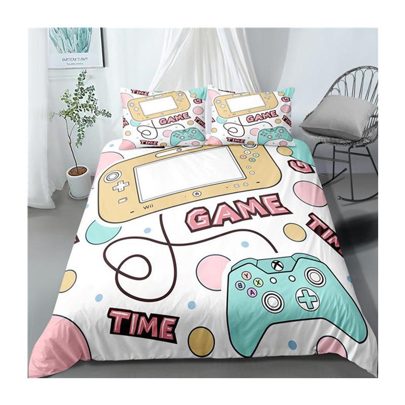Gamepad Pattern Three-Piece Set Suitable For Boys And Girls Bedroom Decoration Duvet Set
