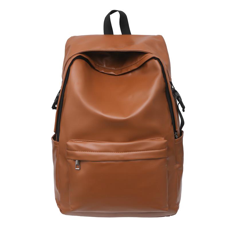 Men's High-Capacity Retro PU Leather Casual Backpack for High School and College Students