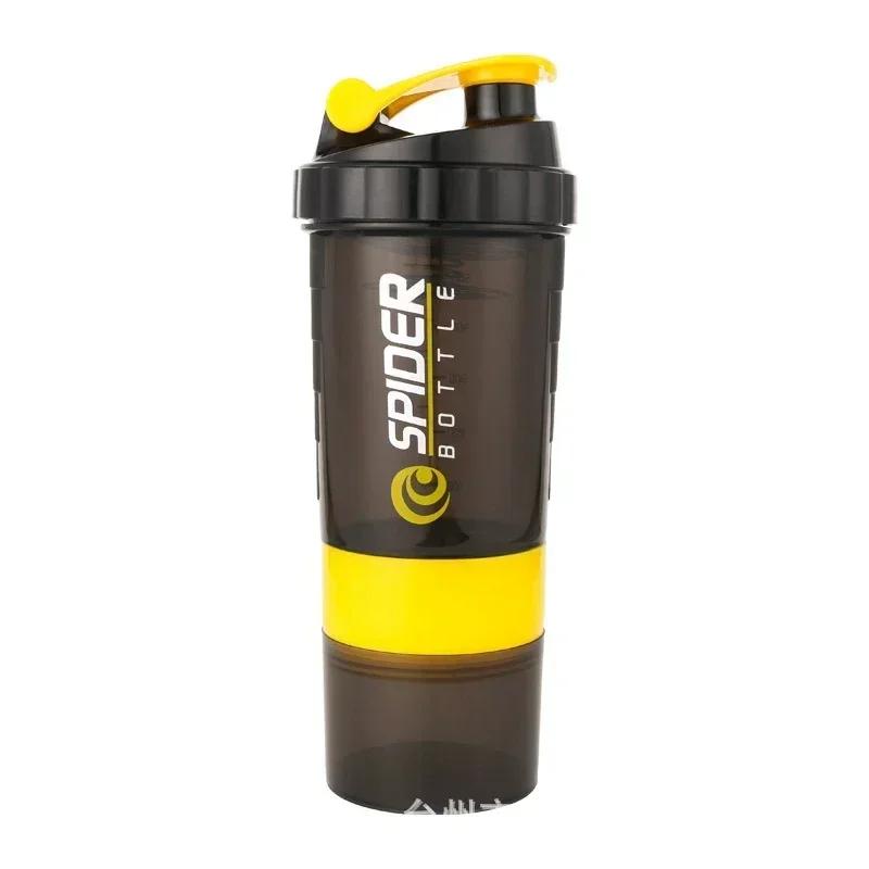 3-lagige Shaker-Flasche, Protein-Mix-Shake-Becher, Sport-Fitness-Wasserbecher, 550 ml, skalierte Plastikwasserflaschen mit Medikamentenbox