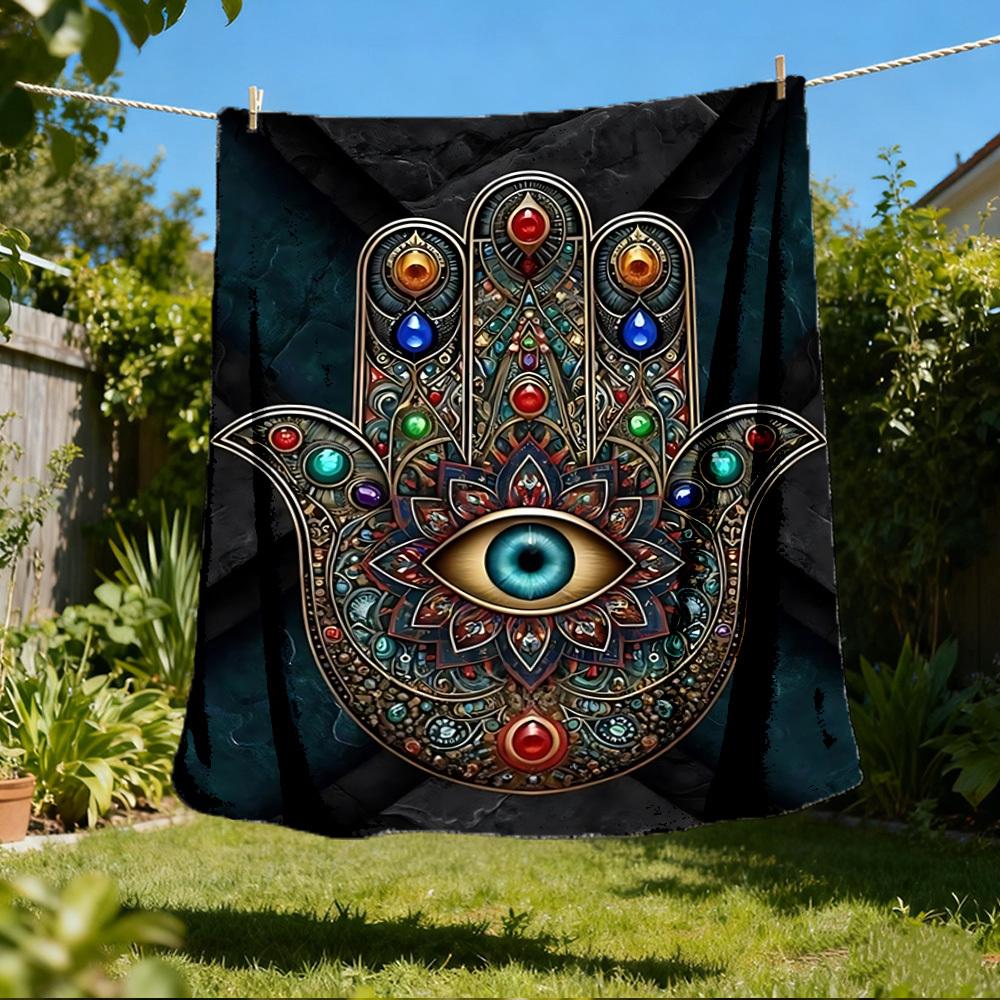 1pc Astrology Symbols Mandala Throw Blanket Polyester Fiber, Lightweight Flannel, Soft & Warm, All Season Use for Outdoor, Camping