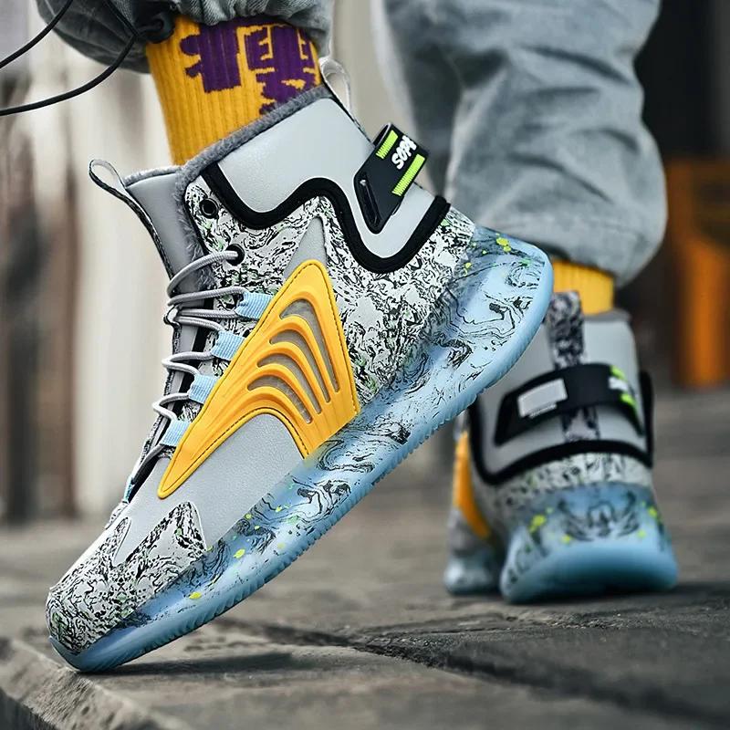 Men Boots Winter Snow Boots Plush Warm High Top Men Sneakers Fashion Sports Shoes Men Waterproof Non-Slip Tennis Shoes Male