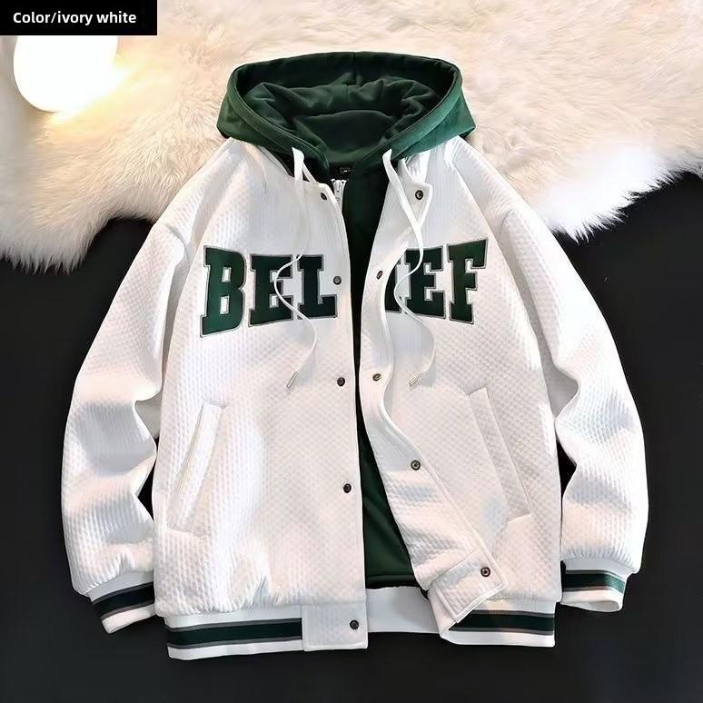 Men's Korean Style Autumn/Winter Trendy Hip-Hop Loose Fit Casual Crew Neck Jacket