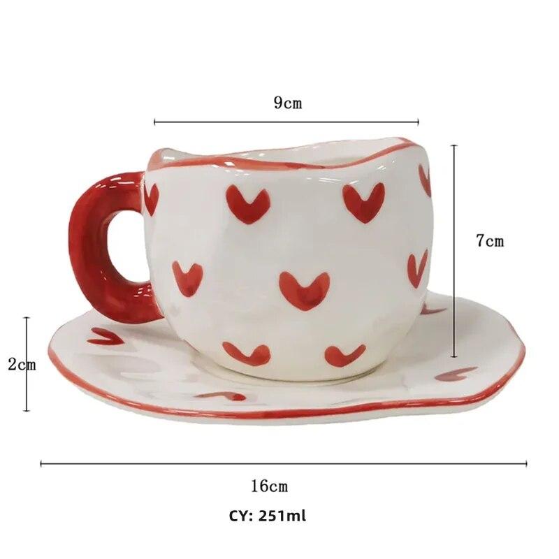 2024 Christmas Present Ins Coffee Tea Cup Creative Heart Mug Romantic Gifts Ceramic Milk Coffee Cups Gift For Girlfriend Wife