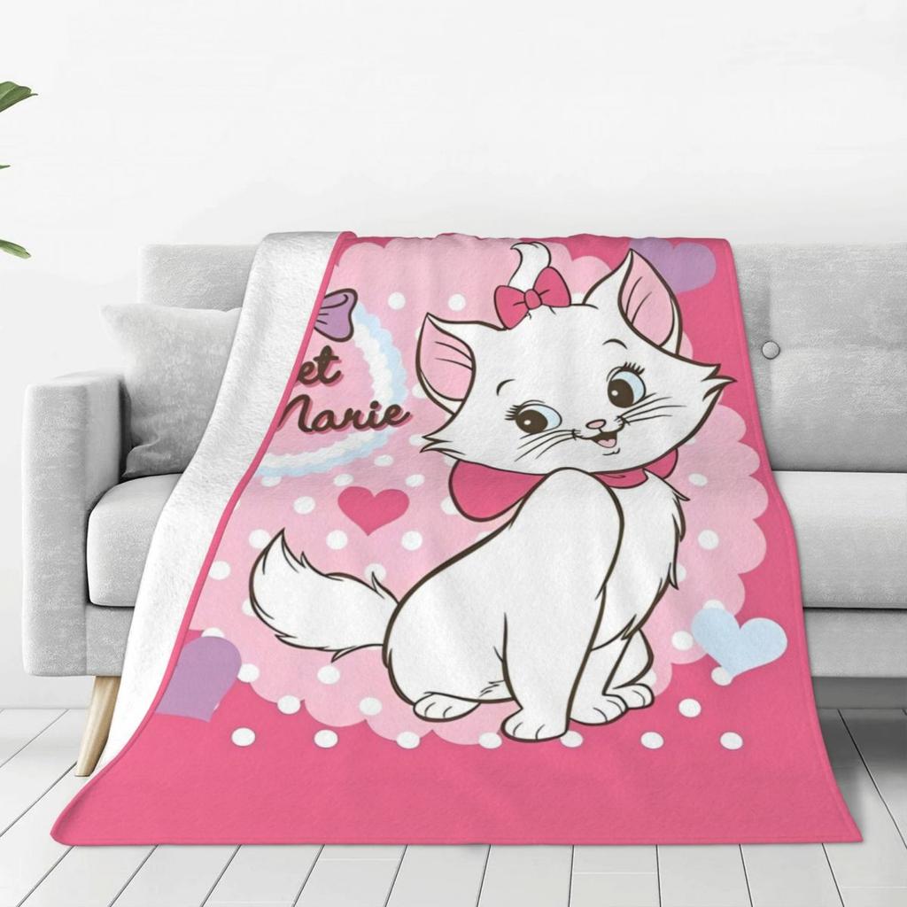 Marie Cat Blanket Warm Aesthetic Plush Throw Blanket For Bedroom Airplane Travel Flannel Bedspread Bed Cover