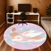 1pc Angel Bunny Round Chair Mat Area Rug - Non-Slip, Floor Mat for Office, Bedroom, and Indoor Decor C1125058