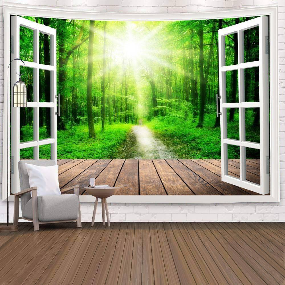 Wall Hanging Living Room Bedroom Window Natural Landscape Beach Large  Covering Decoration Tapestry Background Cloth Bedside