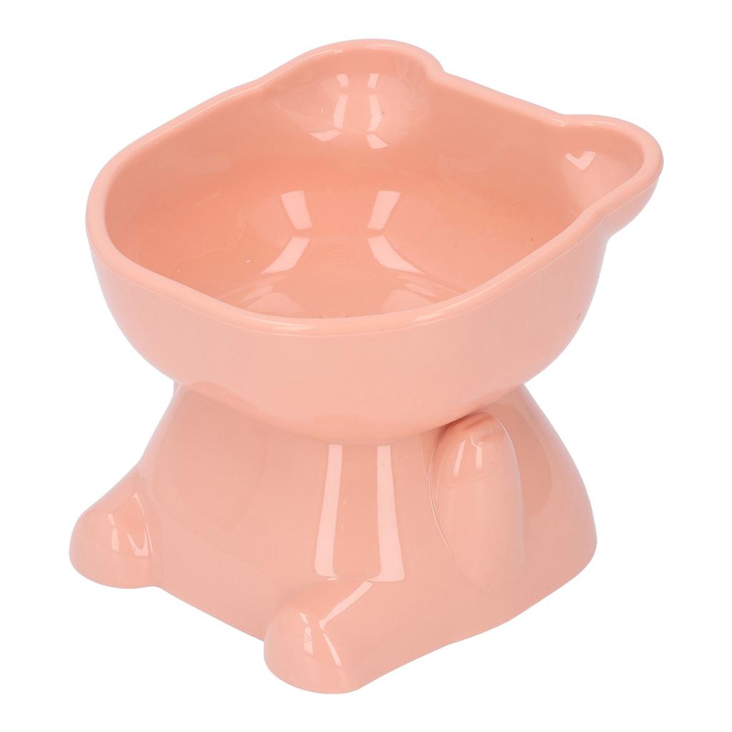Raised Pet Bowl Prevent Tipping Cartoon Shape Plastic Elevated Cat Bowl for Water Food Pink