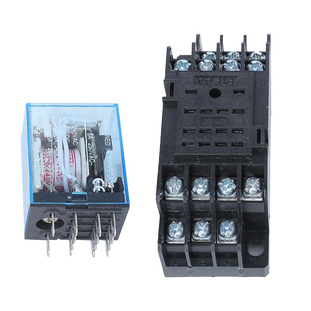 Coil Power Relay Switching on Off Circuit 4 Normally Close MY4NJ Coil Power Relay  Voltage To DC220V with Base for Daily Use