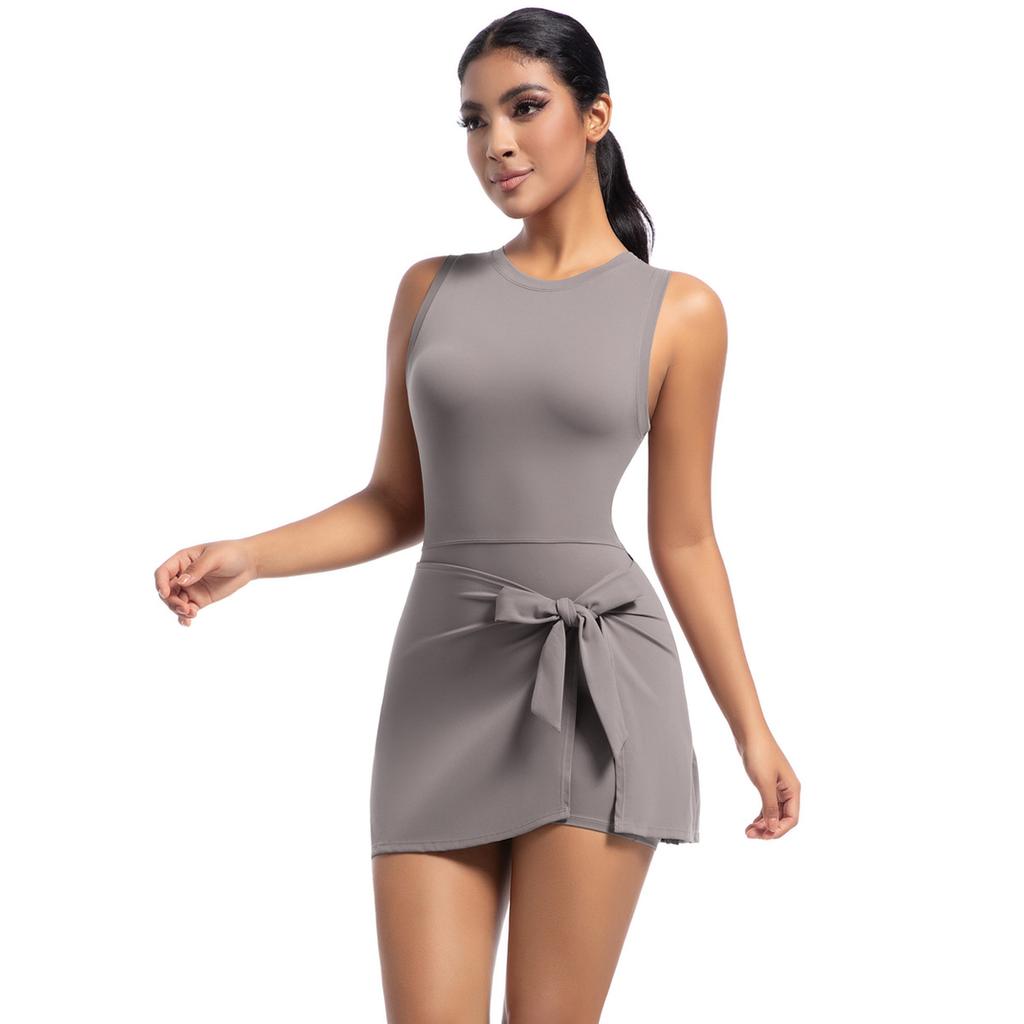 New Cool Jumpsuit, Tennis Skirt, Sexy And Beautiful Back, Slimming Bottom Skirt, Fitness Solid Color Sports Dress For Women