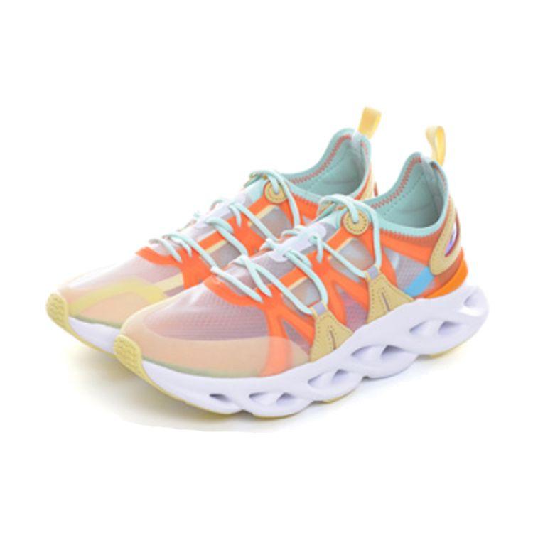 Li Ning Arc Non-Slip Wear-Resistant Low-Top Running Shoes Women sneaker White Orange ARHQ052-5