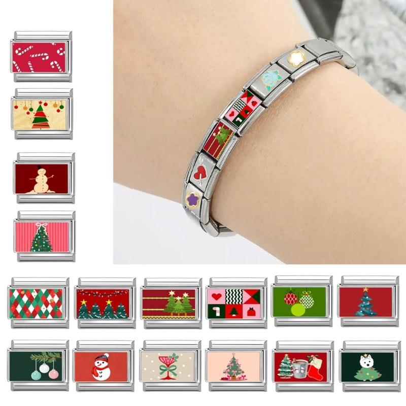 Bracelet Making Supplies Christmas Theme Beads Italian Charm Link Making Accessary Bracelet Module Suitable for Bracelet