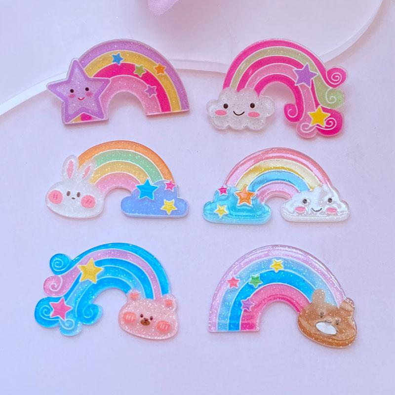 

10Pcs Cute Mini Acrylic Animal Rainbow Flat Back Cabochons Scrapbooking DIY Jewelry Craft Decoration Accessories