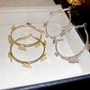 Trendy Metal Butterfly Round Hoop Earrings for Women Vintage Metal Big Circle Dangle Earrings Geometry Statement Jewelry