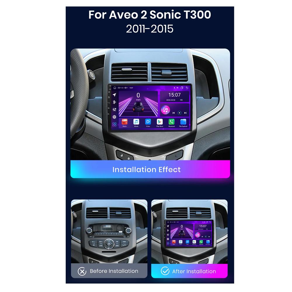 Android Car-Play Car Radio For Chevrolet Aveo 2 Sonic T300 2011-2015 Multimedia Player Head Unit Stereo GPS Navigation BT WIFI,8 CORE ,2+32GB