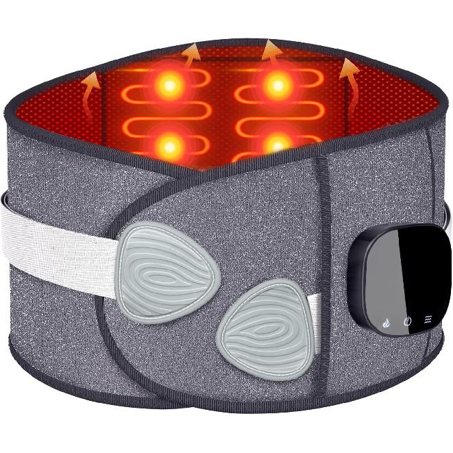 Cordless Heating Pad with Massager for Lower Back Pain Relief,Portable 65 Inch(about 165.1 cm)Wearable Wrap 3 Vibration and 3 Heating levels,For