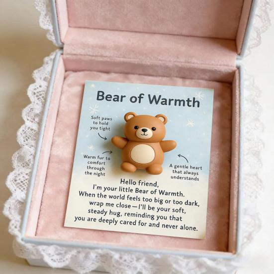 Pocket Friends of Hugs And Hope Mini Penguin Elephant Bear Highland Cow Ornament with Card Emotional Support Gift for Kids Women Men Loved Ones