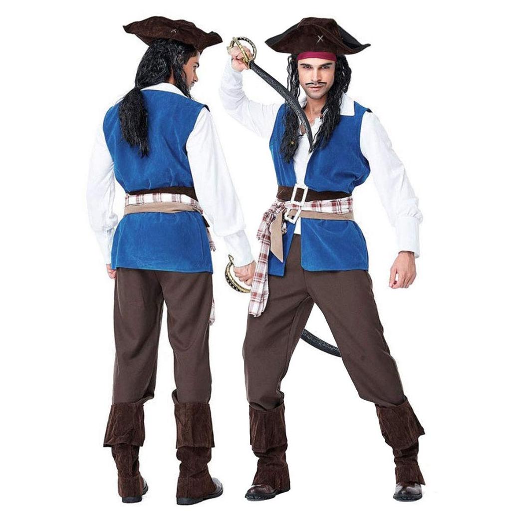 [monoii] Pirate Captain Cosplay Costume with Bandana and Hat, Sizes Available, Plus Sizes, Halloween Costume, Adult Costume, Men's, Size 502