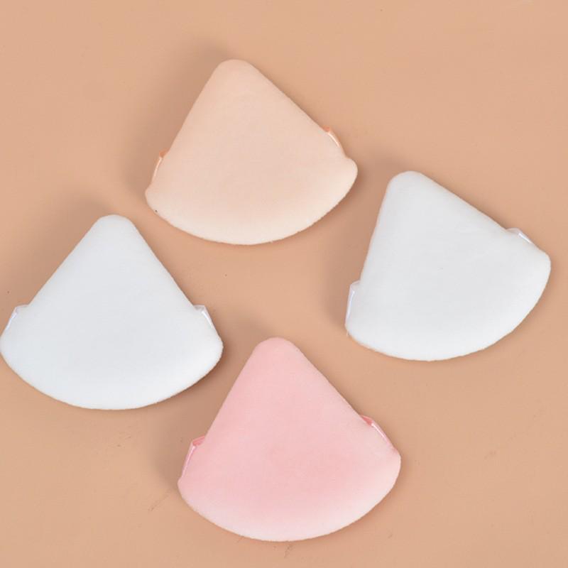 Triangle Velour Air Cushion Puff - Double-Sided Crystal Velvet Super Soft Fan-Shaped Makeup Puff for Loose Powder Setting